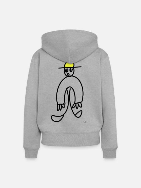 Oha Männchen / Holy Moly Man - Frauen Premium Bio Zip Hoodie - Grau meliert