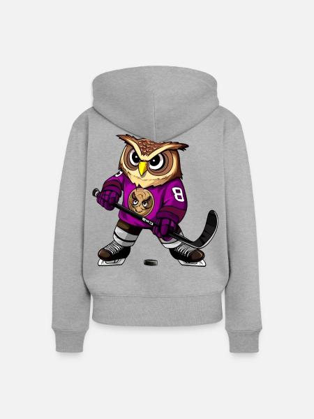 Eulen Eishockey - Frauen Premium Bio Zip Hoodie - Grau meliert