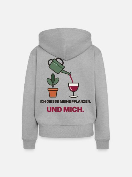 Gießen mit Wein und Grün - Frauen Premium Bio Zip Hoodie - Grau meliert