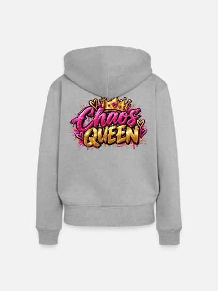 Chaos Königin Graffiti Krone - Frauen Premium Bio Zip Hoodie - Grau meliert
