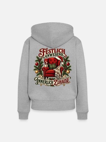 Innerlich zuhause - Frauen Premium Bio Zip Hoodie - Grau meliert
