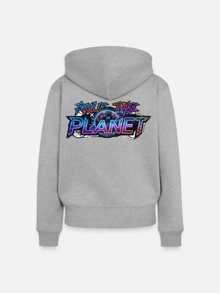 Rule_the_Planet - Frauen Premium Bio Zip Hoodie - Grau meliert