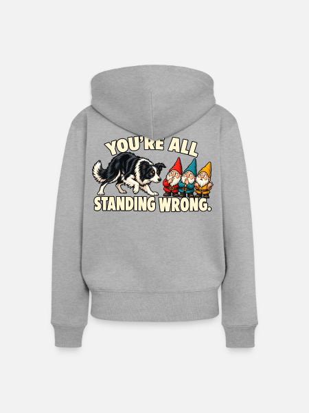 Border Collie Herdenzwerge - Frauen Premium Bio Zip Hoodie - Grau meliert
