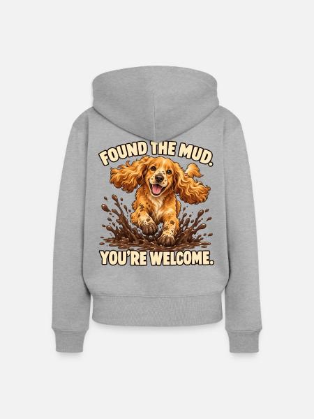 Cocker Spaniel fand den Schlamm - Frauen Premium Bio Zip Hoodie - Grau meliert
