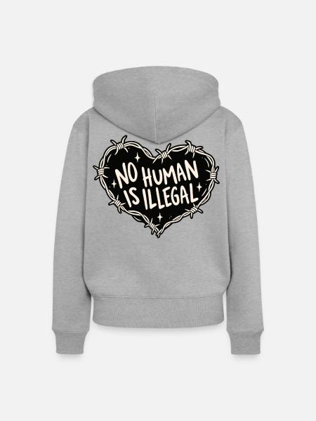No Human Is Illegal - Frauen Premium Bio Zip Hoodie - Grau meliert