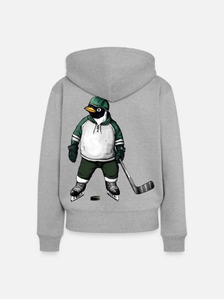 Hockey Pinguin - Frauen Premium Bio Zip Hoodie - Grau meliert