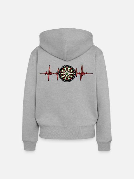 Herzschlag trifft Dartboard - Frauen Premium Bio Zip Hoodie - Grau meliert