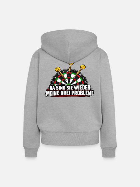 Dreiprobleme Dart Spruch - Frauen Premium Bio Zip Hoodie - Grau meliert