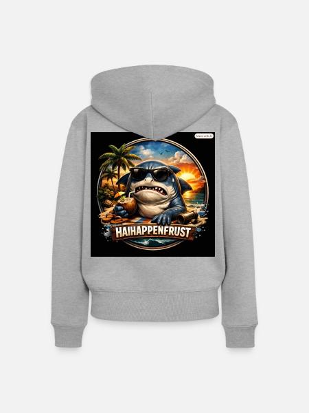 HaiHappenFrust Strandshark - Frauen Premium Bio Zip Hoodie - Grau meliert
