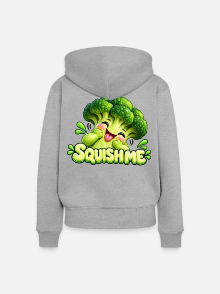 Squishme Brokkoli Cartoon - Frauen Premium Bio Zip Hoodie - Grau meliert