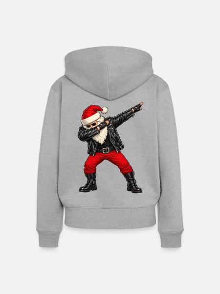 Weichnachten / Weichnachtsmann / Santa Dab - Frauen Premium Bio Zip Hoodie - Grau meliert