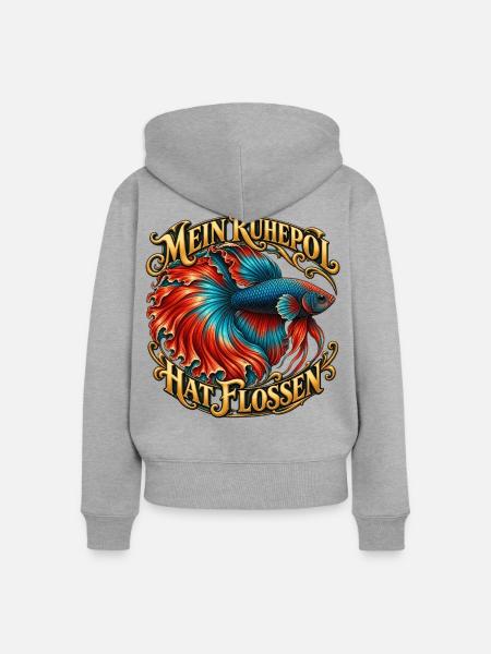 Bunter Betta mit Prunkflossen - Frauen Premium Bio Zip Hoodie - Grau meliert