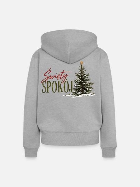 Święty Spokój polnisches Weihnachtsbaumdesign - Frauen Premium Bio Zip Hoodie - Grau meliert