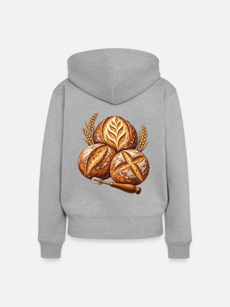 Brotkunst – Sauerteig und Brotliebe - Frauen Premium Bio Zip Hoodie - Grau meliert