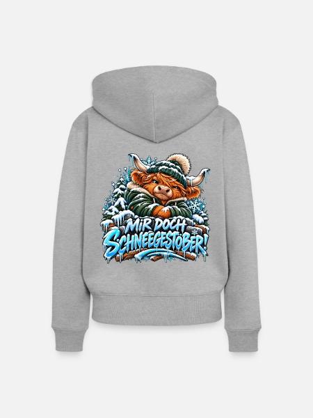 Der grummelige Highland - Frauen Premium Bio Zip Hoodie - Grau meliert