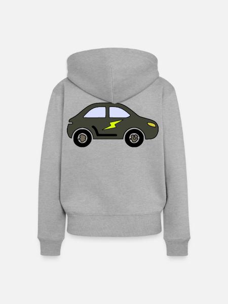 Blitzauto Silhouette - Frauen Premium Bio Zip Hoodie - Grau meliert