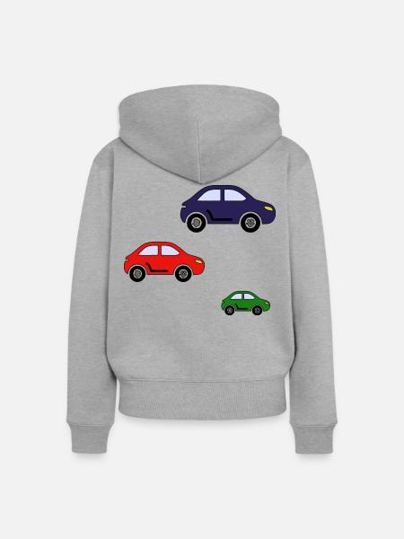 Bunte Autos Spielzeug Kinder - Frauen Premium Bio Zip Hoodie - Grau meliert