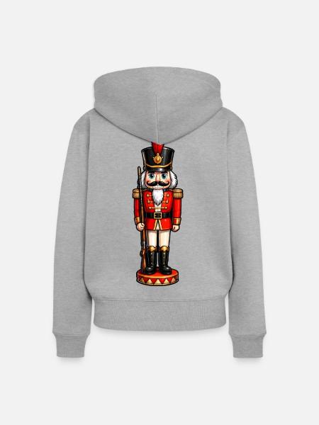 Traditioneller Nußknacker Soldat - Frauen Premium Bio Zip Hoodie - Grau meliert