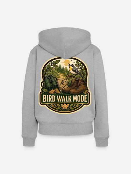 BIRD WALK MODE Wolken - Frauen Premium Bio Zip Hoodie - Grau meliert