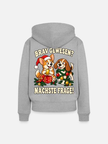 Hundeliebhaber Geschenkidee Weihnachten - Frauen Premium Bio Zip Hoodie - Grau meliert