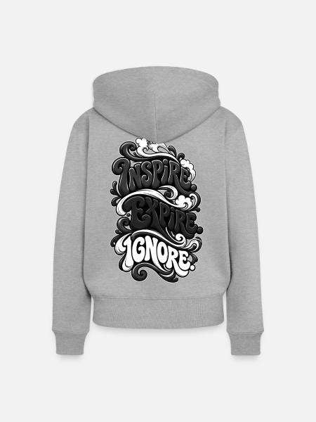 Einatmen. Sterben. Ignorieren. (Schwarz-weiß) - Frauen Premium Bio Zip Hoodie - Grau meliert