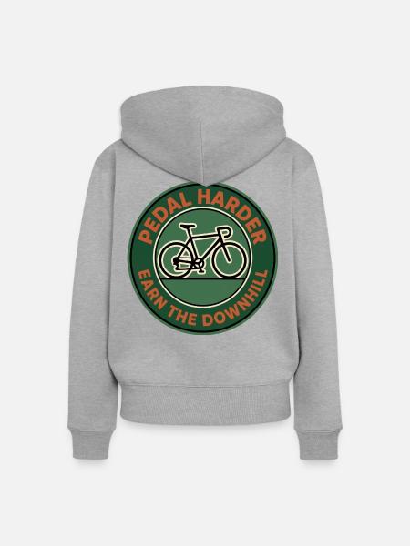Pedal Harder – Ausdauer-Radsportabzeichen - Frauen Premium Bio Zip Hoodie - Grau meliert