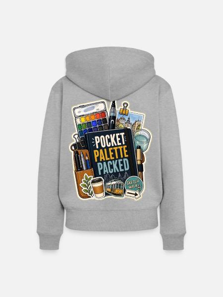 POCKET PALETTE PACKED - Frauen Premium Bio Zip Hoodie - Grau meliert