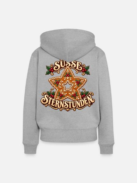 Süsse Sternstunden Sternkeks - Frauen Premium Bio Zip Hoodie - Grau meliert