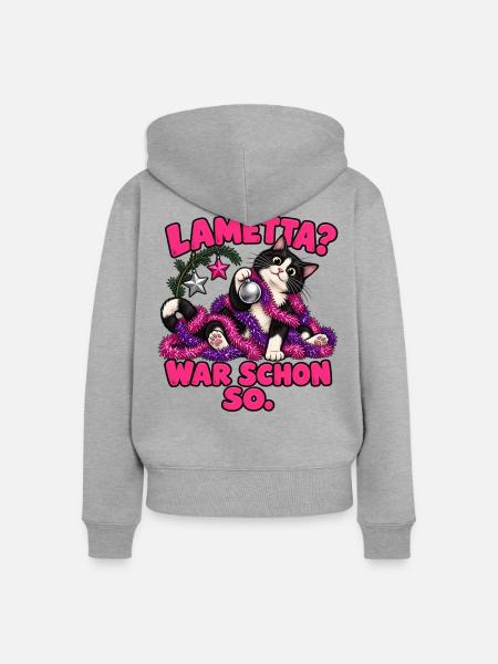 Lametta? War schon so. – Weihnachtskatze - Frauen Premium Bio Zip Hoodie - Grau meliert
