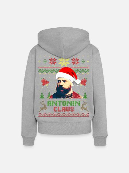 Antonin Dvořák Antonin Claus - Frauen Premium Bio Zip Hoodie - Grau meliert