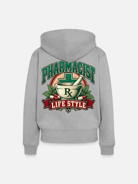 Lebensstil als Apotheker - Frauen Premium Bio Zip Hoodie - Grau meliert