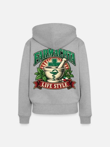 Lebensstil als Apotheker - Frauen Premium Bio Zip Hoodie - Grau meliert