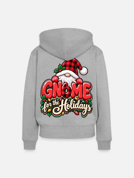 Gnom für die Holidays - Frauen Premium Bio Zip Hoodie - Grau meliert