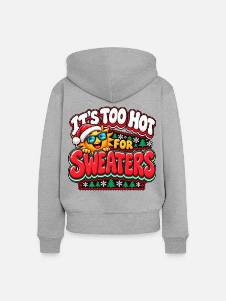 Zu heiß für Pullover – Weihnachtssonne - Frauen Premium Bio Zip Hoodie - Grau meliert