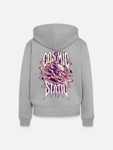 Kosmische Psychedelik Planet - Frauen Premium Bio Zip Hoodie - Grau meliert