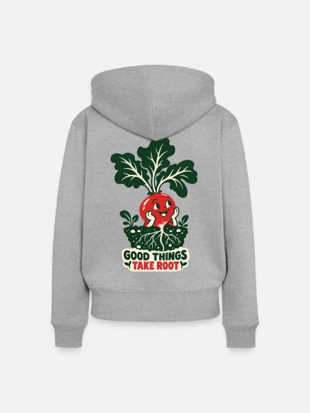 Gute Dinge Wachsen Wurzeln - Frauen Premium Bio Zip Hoodie - Grau meliert