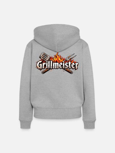 Grillmeister Flammen-Emblem - Frauen Premium Bio Zip Hoodie - Grau meliert
