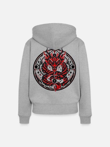Himmlisches chinesisches Drachenemblem - Frauen Premium Bio Zip Hoodie - Grau meliert