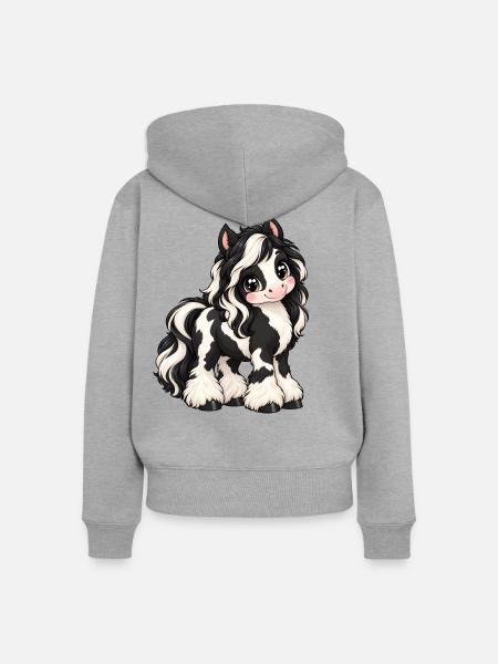 Tinker Irish Cob im Kawaii-Stil - Frauen Premium Bio Zip Hoodie - Grau meliert