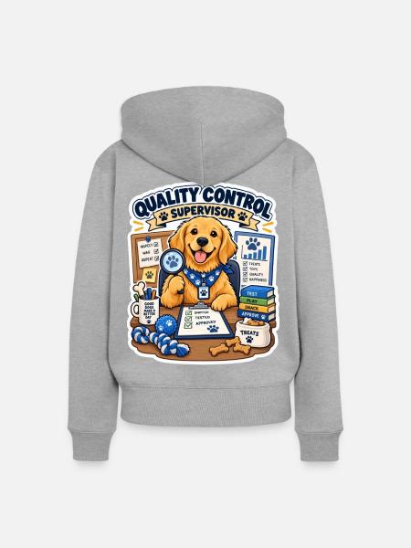 Qualitätskontrollhund Supervisor - Frauen Premium Bio Zip Hoodie - Grau meliert