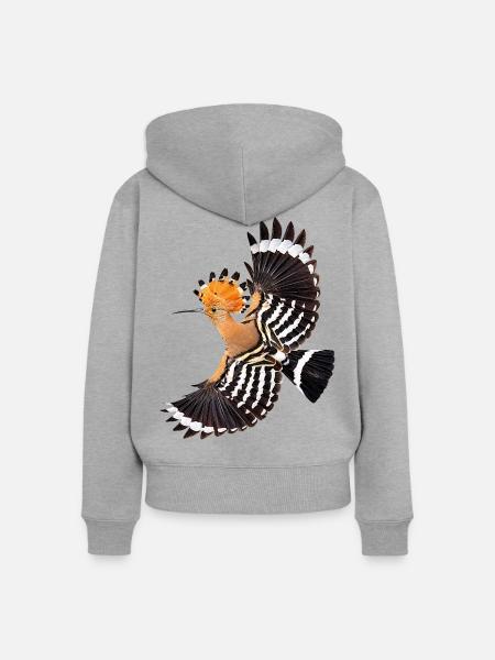 Wiedehopf - Frauen Premium Bio Zip Hoodie - Grau meliert