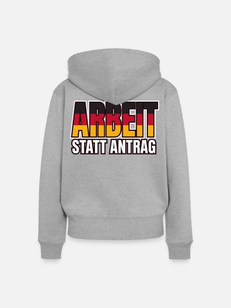 Arbeit statt Antrag Schwarz Rot Gold - Frauen Premium Bio Zip Hoodie - Grau meliert
