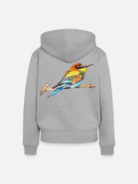 Bienenfresser I. - Vogel - Frauen Premium Bio Zip Hoodie - Grau meliert
