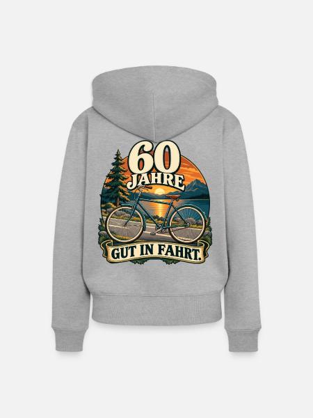 60 Jahre Gut in Fahrt - Frauen Premium Bio Zip Hoodie - Grau meliert