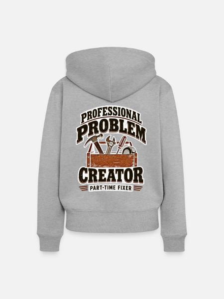 Professioneller Problemlöser Teilzeit-Fixer - Frauen Premium Bio Zip Hoodie - Grau meliert