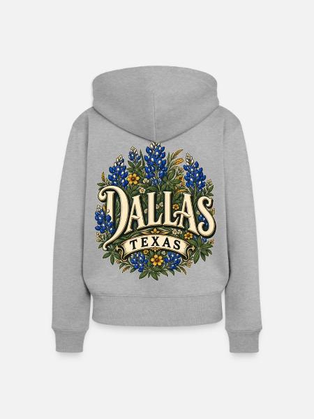 Dallas Texas Blumenbouquet Design - Frauen Premium Bio Zip Hoodie - Grau meliert