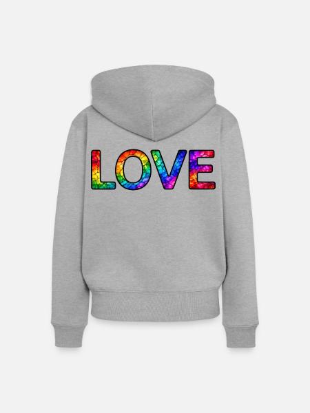 LOVE-Rainbow-30cm - Frauen Premium Bio Zip Hoodie - Grau meliert