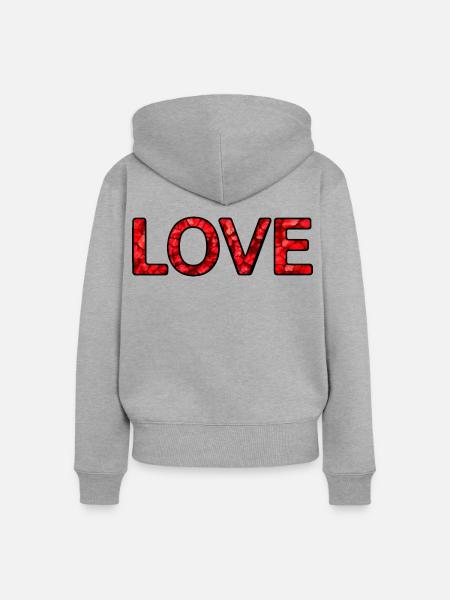 LOVE – Rot – 30 cm - Frauen Premium Bio Zip Hoodie - Grau meliert