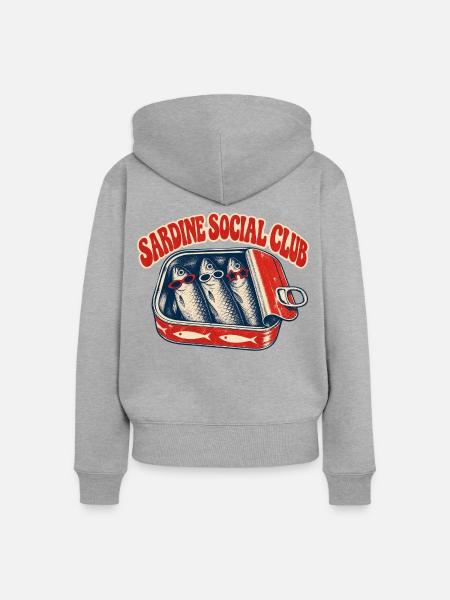 Sardine Social Club - Frauen Premium Bio Zip Hoodie - Grau meliert
