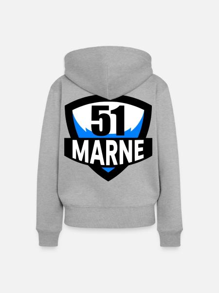 51 Marne - Frauen Premium Bio Zip Hoodie - Grau meliert